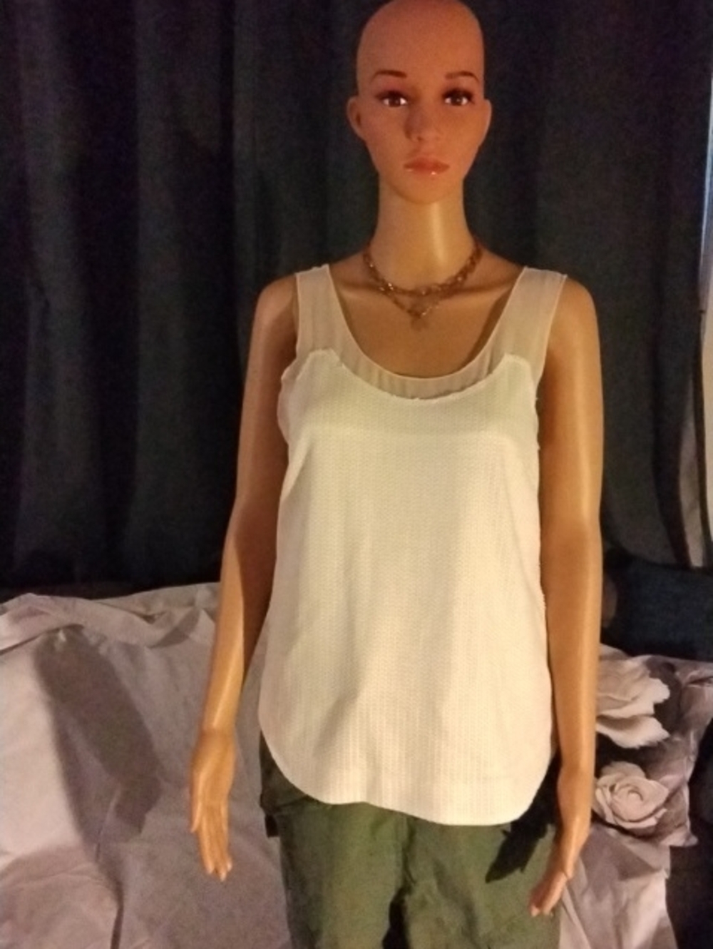 rag & bone White Sleeveless Sheer-Trim Camisole